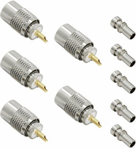 RFAdapter PL-259 UHF Male Solder Connector Plug with Reducer (Pack of 5)